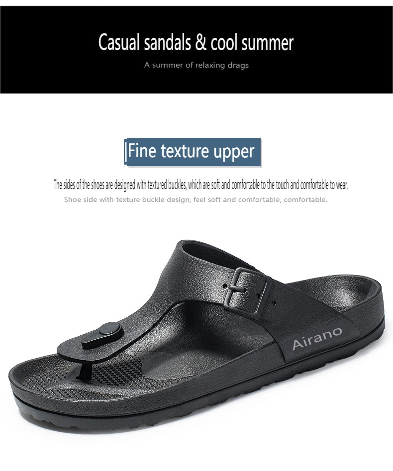 2026 New Summer Flip-flops for Men, Anti-slip, Trendy and Casual Solid-color Beach Shoes
