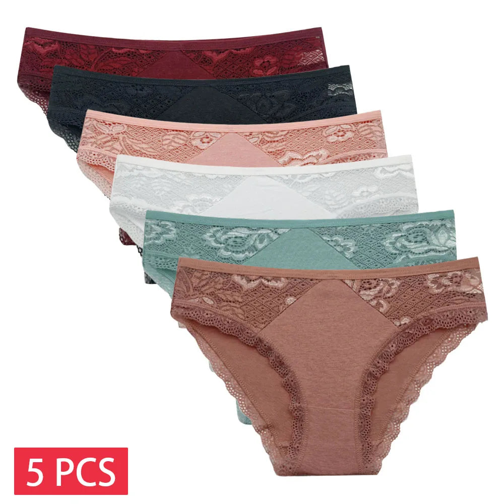 Lady Underwear 5 PCS/SET Sexy Lace Underpants Fashion Female M-XL Women Panties Cotton Briefs
