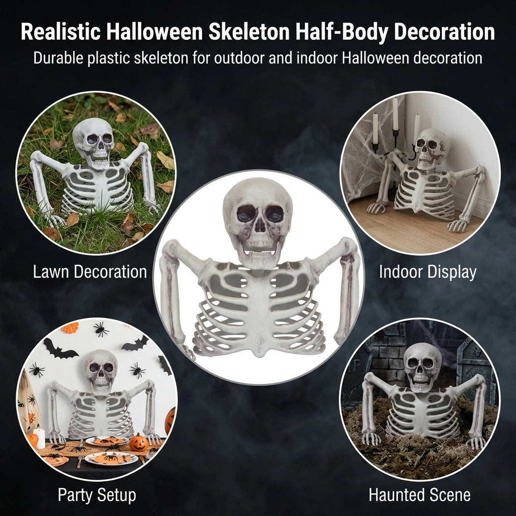 Halloween Realistic Skeleton Ornament with Movable Joints for Outdoor Yard Hallway Party Decoration