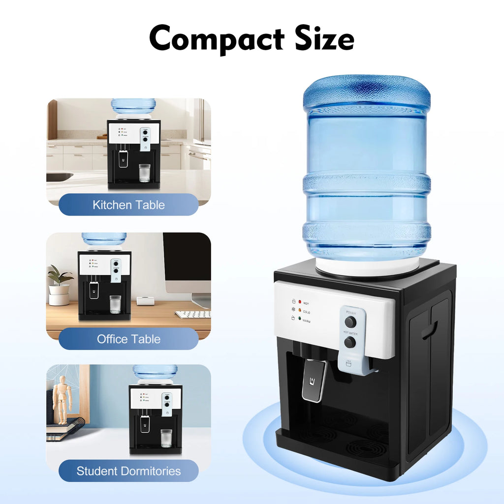 Water Cooler Dispenser Countertop Hot/Cold Drinking Machine Electric Hot Cold Water Dispenser for Home Office Use White