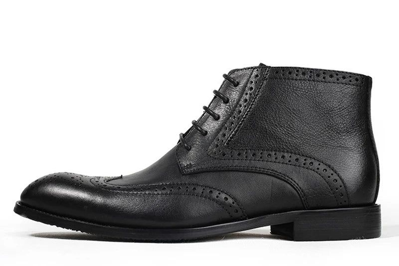 British Brock Carved Leather Boots Retro Business Formal Leather Shoes Fashion Men's Boots Cowhide Men's Short Boots