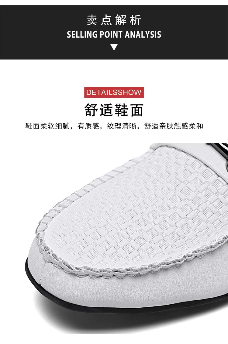 Large Size Mules Men Half Shoes For Man Slippers Leather Mens Semi-Drag Casual Shoes Backless Loafers Male Slides Flats Sandals