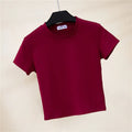 2023 Summer Crop Tops Women T-Shirt Casual Turtleneck Tee Shirt Woman Solid Cotton T Shirt Short Sleeve Top Tees Slim T-shirt