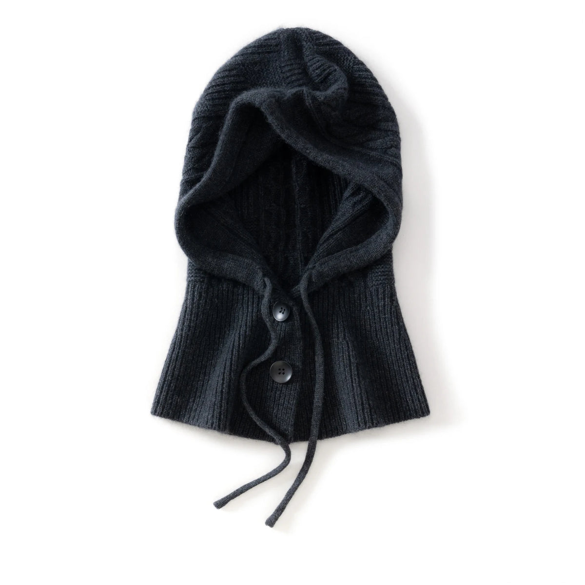 100%Quality Cashmere Balaclava Hoods For Women Warm Ring Scarf Beanie Hat Windproof Hooded Button-up Neck Collar Knitted Hat