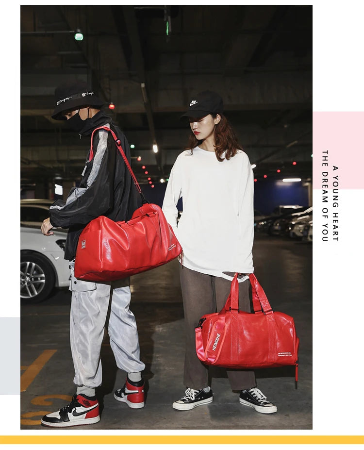 Men Gym Bag custom logo Large Dry And Wet Fitness Handbag Male Female Sports bag personality customization PU Leather Travel bag