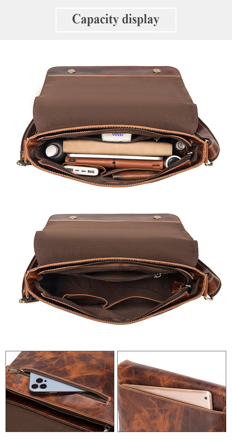 SCHLATUM 100% Genuine Leather Men's Shoulder Bags Messenger Bag for Men Crossbody Bags new Small Man Designer Handbag Bolso Male