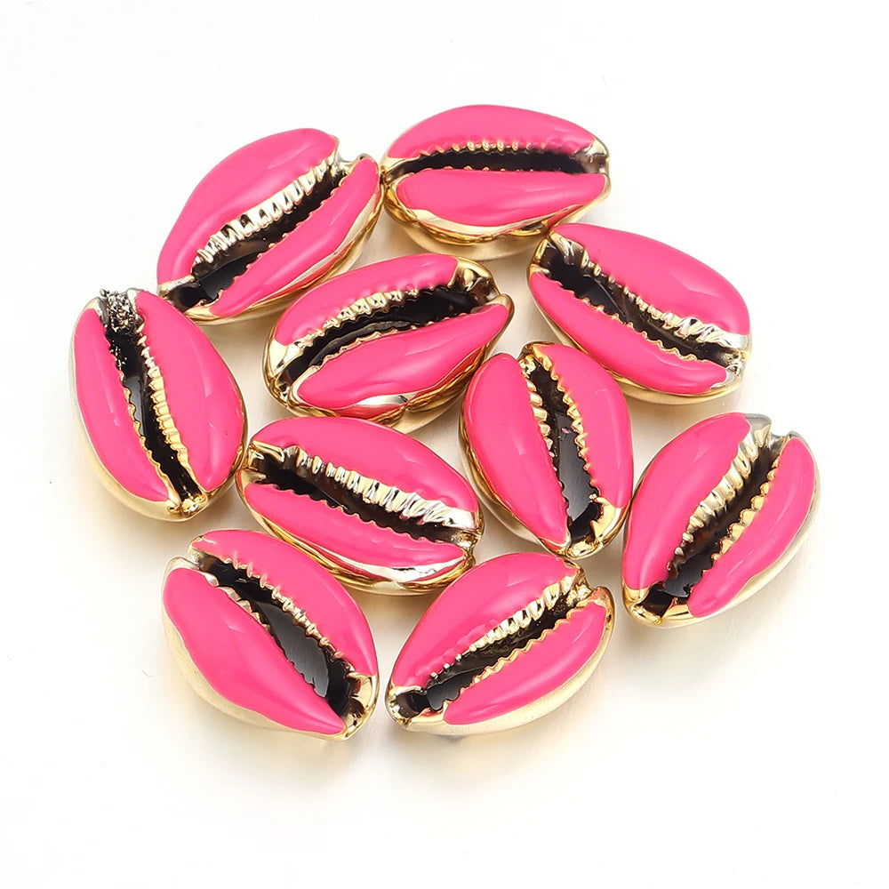 10pcs/lot 13-20mm Electroplated Colored Shell Shaped Beads For Jewelry Making Charm Pendant DIY Fashion Necklace Earrings Gifts