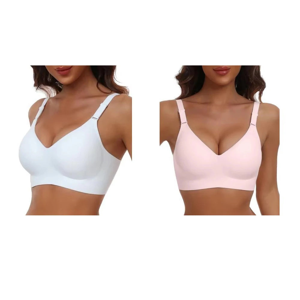 Women's Seamless Underwear 3/4 Cup and Thin Molded Cup Bra Wire-free Shaping Underwear Comfortable and Breathable Push Up