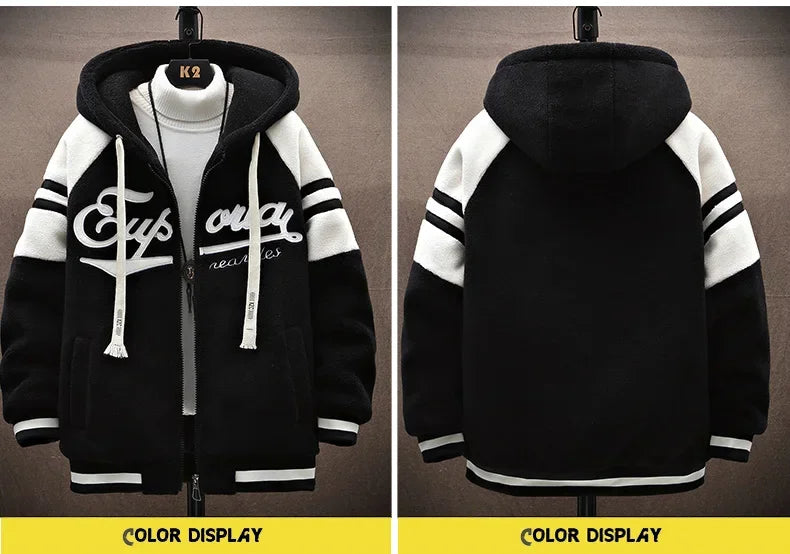 2023 Men's Hooded Jackets Japan Fashion Streetwear Harajuku Coats Men Autumn Winter Men Clothing Wool Jackets Embroidery Jacket