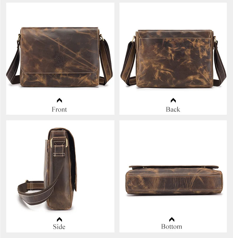 SCHLATUM 100% Genuine Leather Men's Shoulder Bags Messenger Bag for Men Crossbody Bags new Small Man Designer Handbag Bolso Male