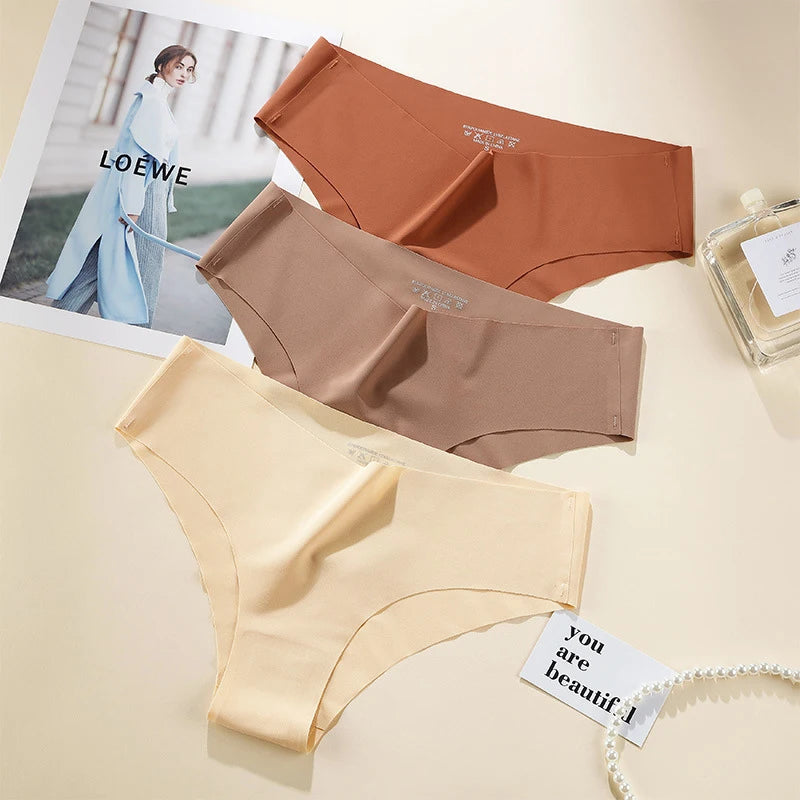 4PCS Seamless Women's briefs, sexy semi-hip-hugging sporty breathable low-waisted underwear for women