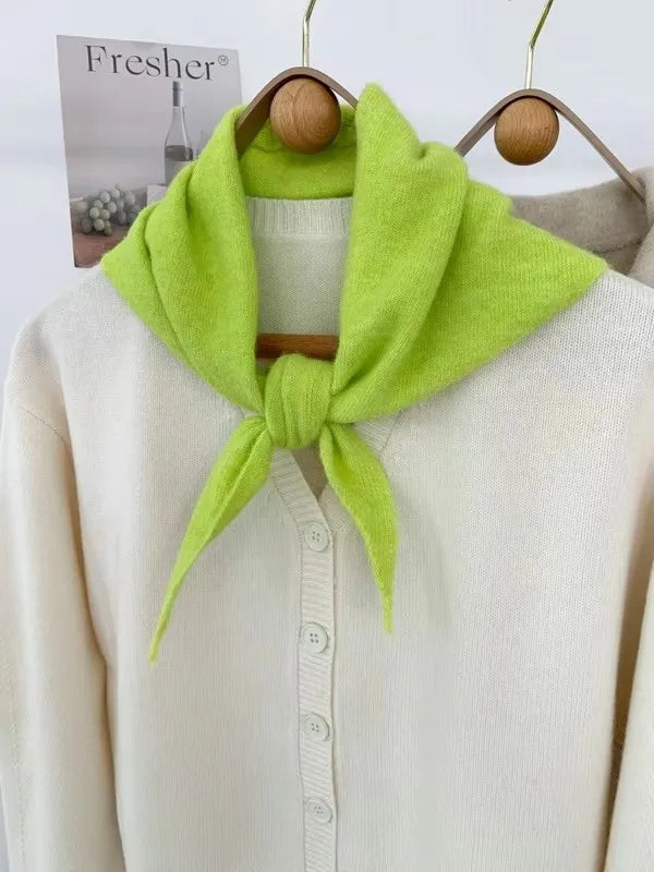 New Women Wool Scarf Shawl Winter Warm Soft Knitted Striped Triangle Fashion Brand Bandana Lady Wool Scarves