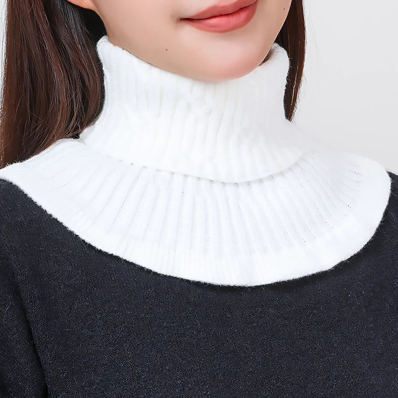 Knitted Fake Collar Ring Scarf For Woman Autumn Winter Warm Solid Color Neck Muffler Detachable Collar Scarves 25*17cm