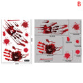 【H】Halloween Stickers Horror Blood Hand Print Door Stickers Window Bathroom Shadow Glass Female Ghost Wall Decal Halloween Decor
