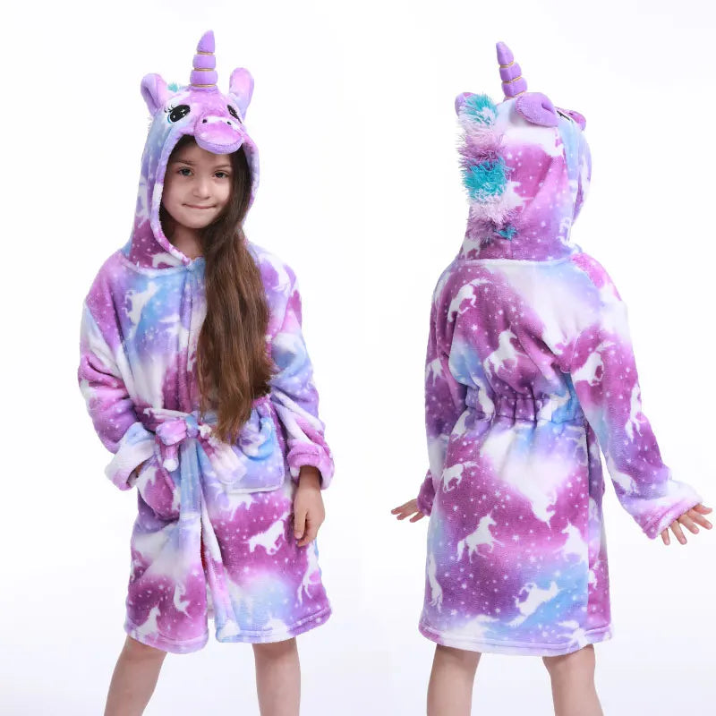 Pink Princess Bath Robe for Girls 3 4 5 6 7 8 9 10 11 12 Years Unicorn Kids Bath Towel Robe Kigurumi Winter Baby Girls Bathrobe