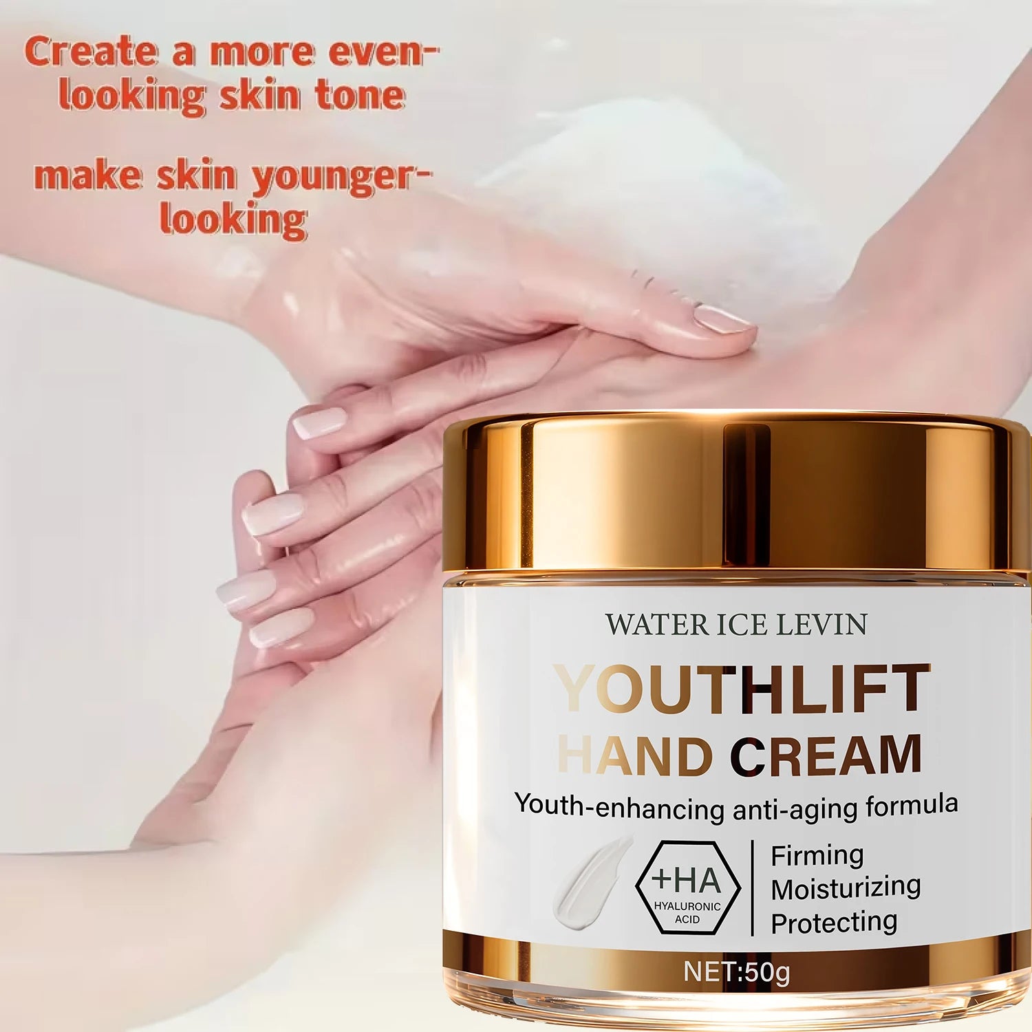 YouthLift Anti-Aging Hand Cream with HA & Retinol for Firming, Moisturizing & Protecting Mature Skin.