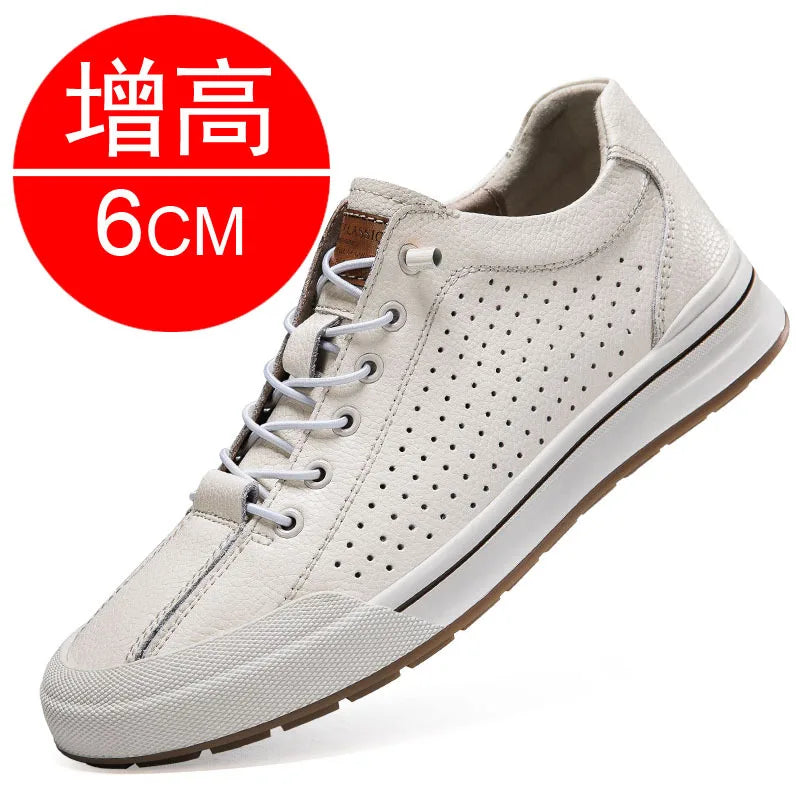 Elevator Shoes for Men Height Increasing Sneakers 6cm Inches Taller Leather Casual Shoes with Height Increase Shoes