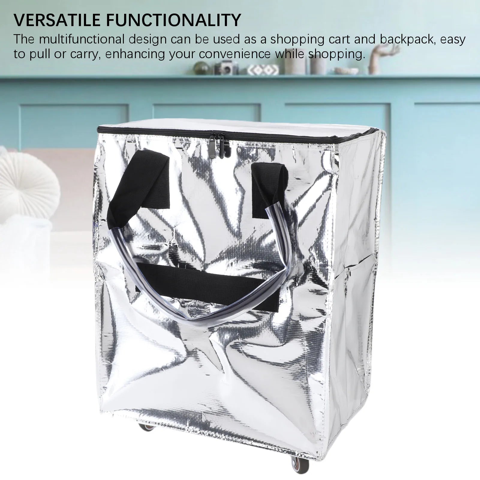 Grocery Bag On Wheels Large Capacity Multifunctional Portable Collapsible Shopping Rolling Bag with Wheels Grocery Bag On Wheels