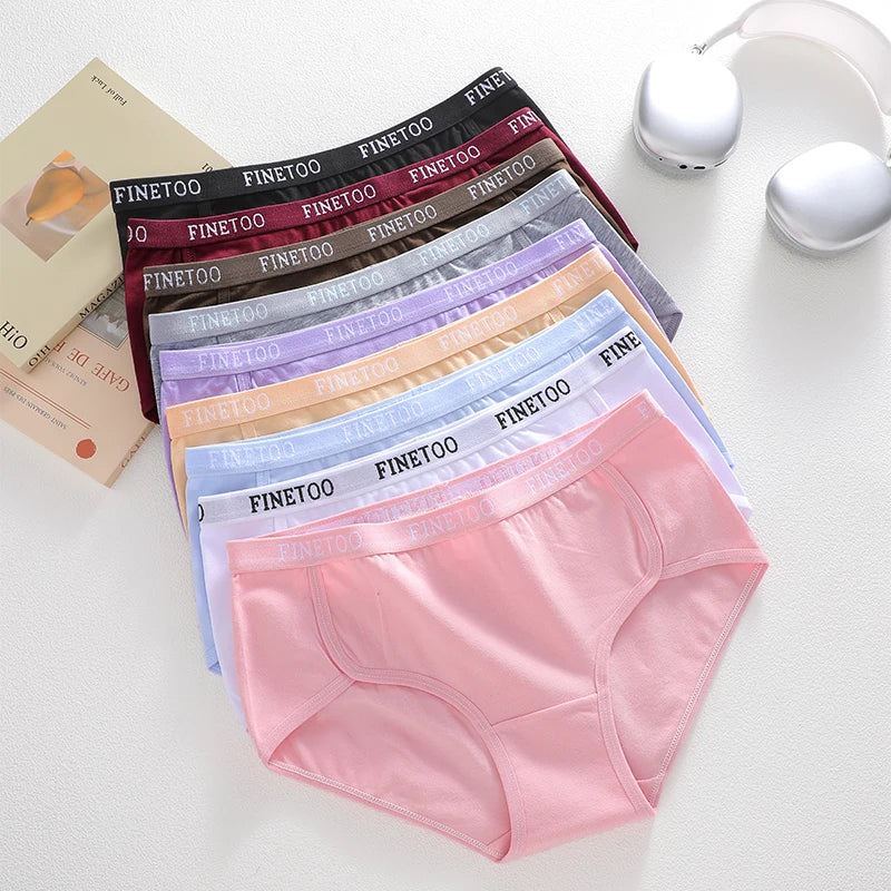 4PCS/Set Cotton Women's Panties Low Rise Briefs Sexy Solid Color Female Letter Waist Underpants Intimate Lingerie for Women