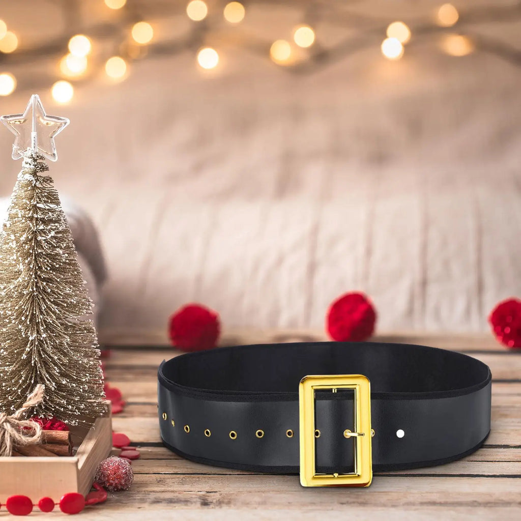 Santa Claus Belt Christmas Santa Belt Wide Xmas Belt Elf Belt Decor PU Leather Waist Belt for Halloween Christmas Fancy Dress