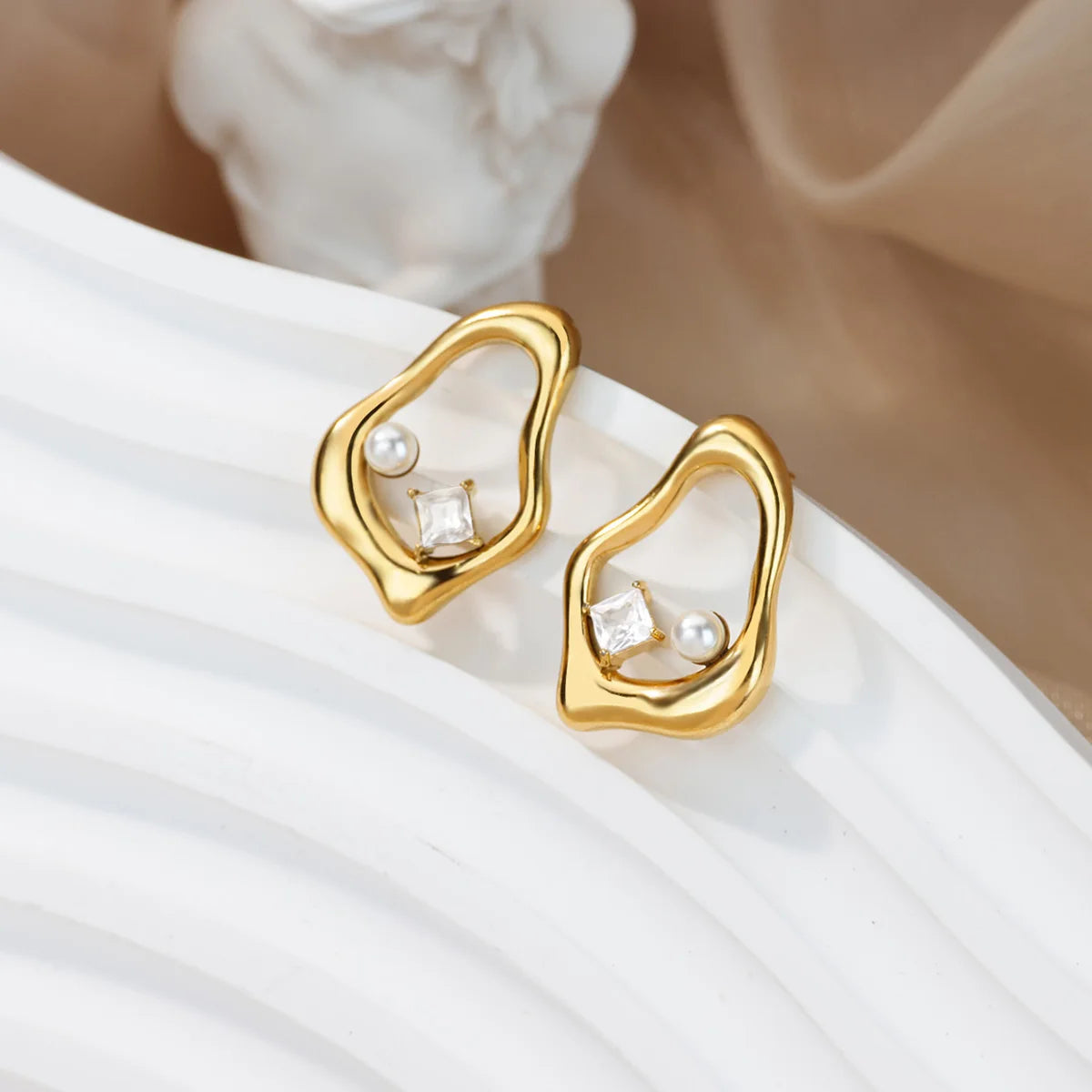 Zircon Star Moon Earrings For Women Gold Color Stainless Steel Star Moon Drop Earring Fashion Aesthetic Christmas Jewelry Gift