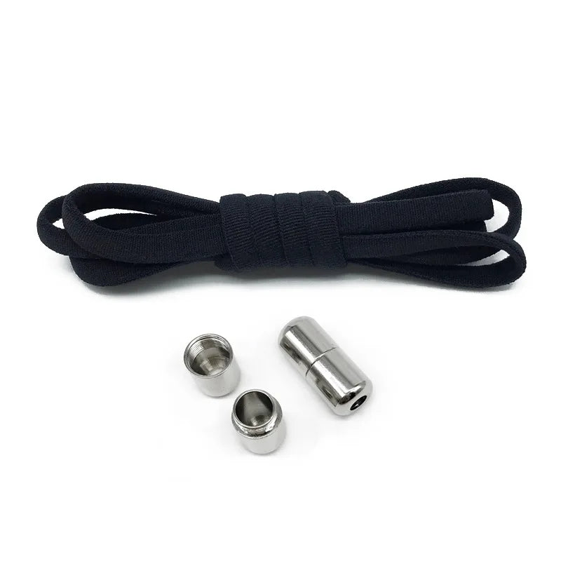 Tie-Free Elastic Shoelaces Semi-Round Lazy Laces with Metal Capsule Buckle for Easy And Secure Shoe Fastening