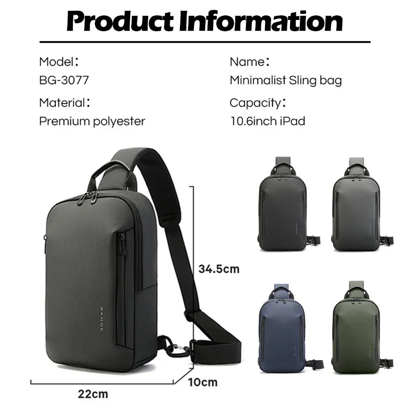 BANGE Lightweight Chest Bag Men Satchel Shoulder Bag Waterproof Sling Bag Oxford Cloth Small Casual Bag Crossbody Bag for Men