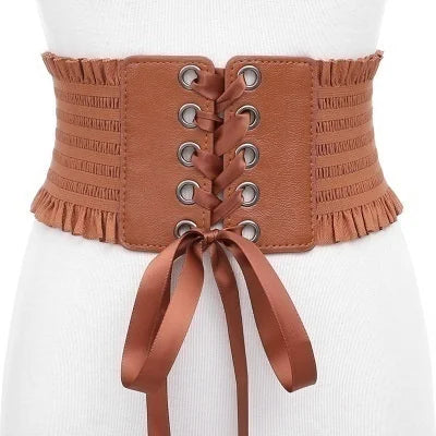 Women Fashion Stretch Belt Tassels Elastic Buckle Wide Dress Corset Waistband Women's High Waist Belt Wide Belts