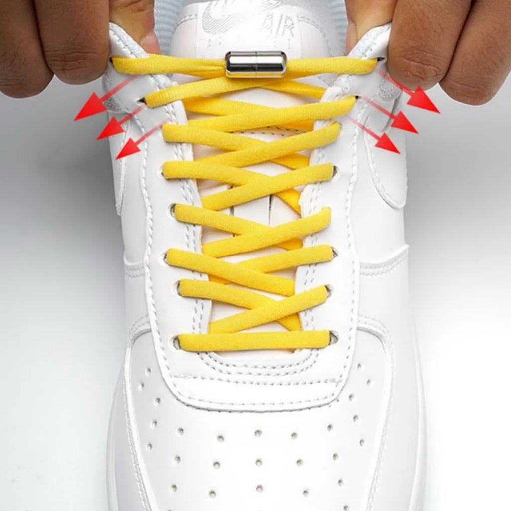 Tie-Free Elastic Shoelaces Semi-Round Lazy Laces with Metal Capsule Buckle for Easy And Secure Shoe Fastening