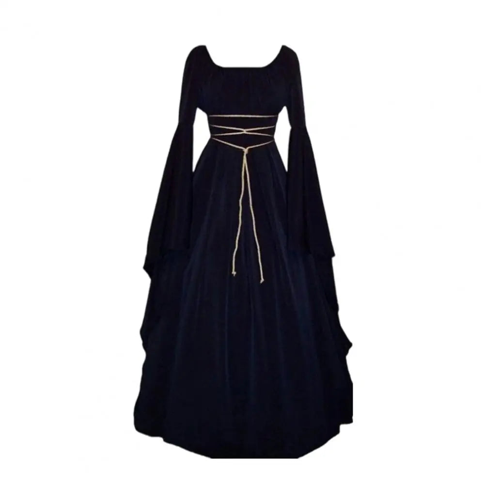Gothic Dress for Women Halloween Renaissance Witch Dress Long Bell Sleeve Medieval Costume for Halloween Cosplay Party