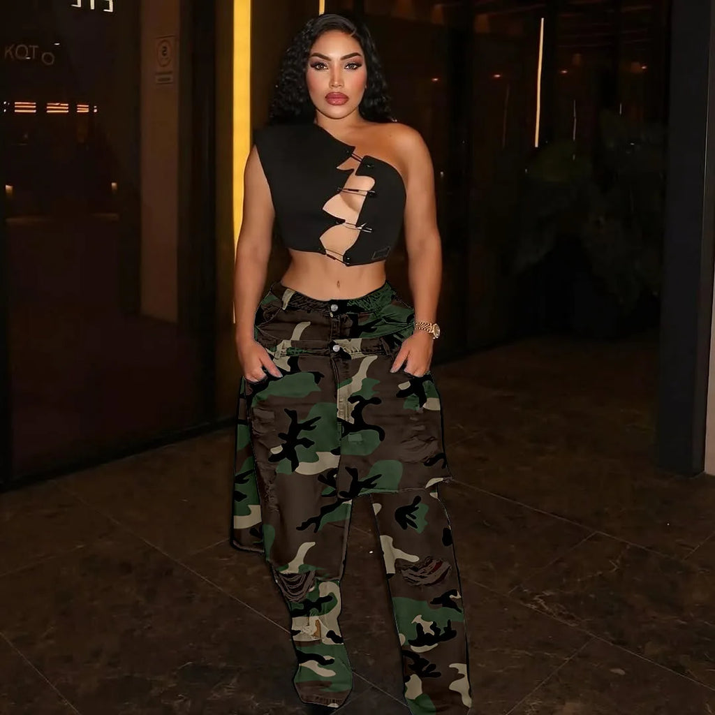 Cargo Pocket Pants High Waist Camouflage Y2K Streetwear 2025 Women Winter Fashion Clothes Trousers Sexy Elegant Baggy Pants