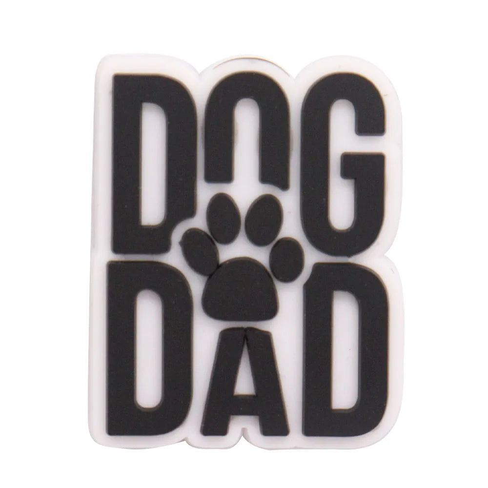 1PCS PVC Kawaii Animal Kinds Of Dog Mom Dad Sandals Shoe Decoration Charms Fit Wristbands Buckle Slipper Accessories Xmas Gifts
