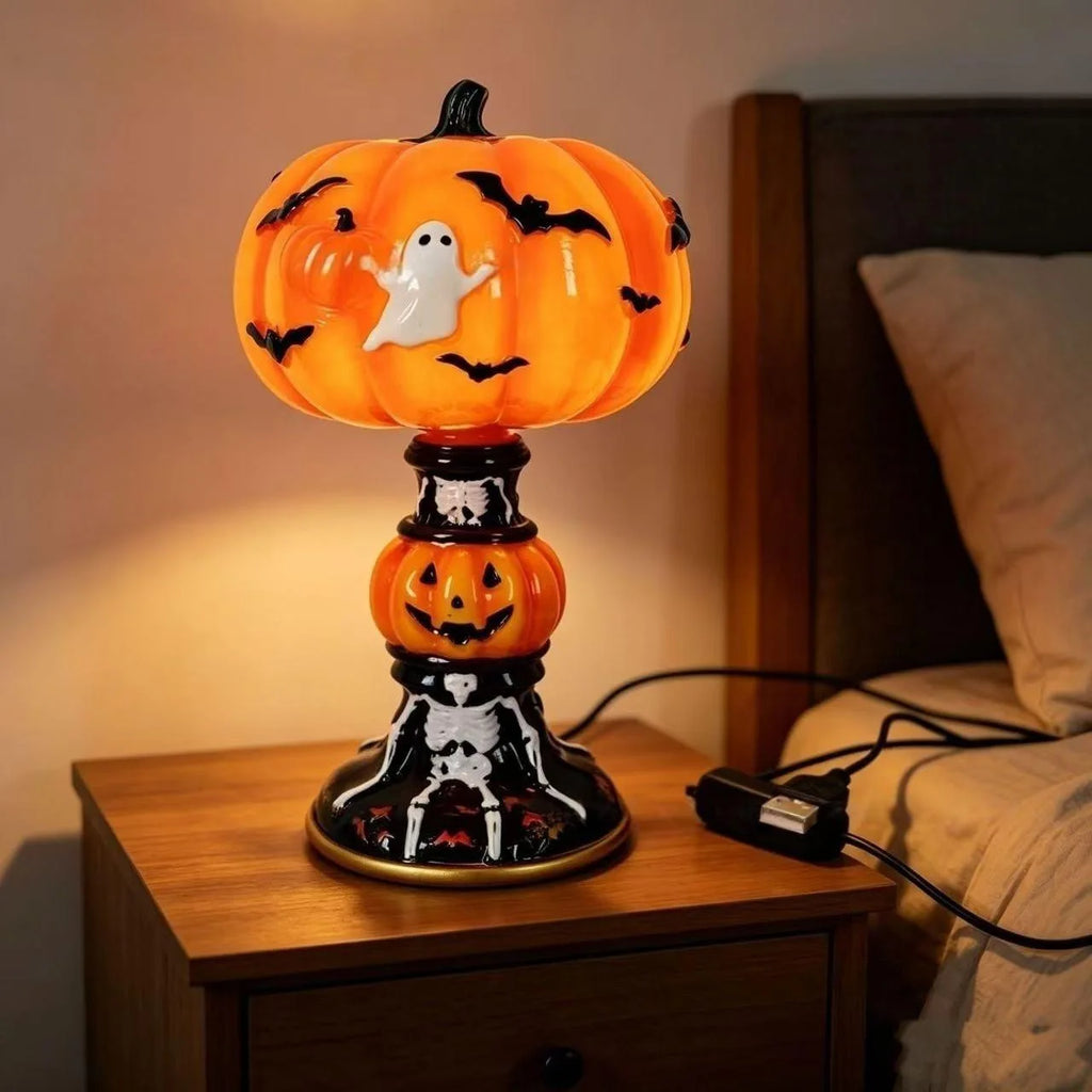 Halloween glowing ghost bat pumpkin desk lamp resin craft ornament pumpkin decoration ornament