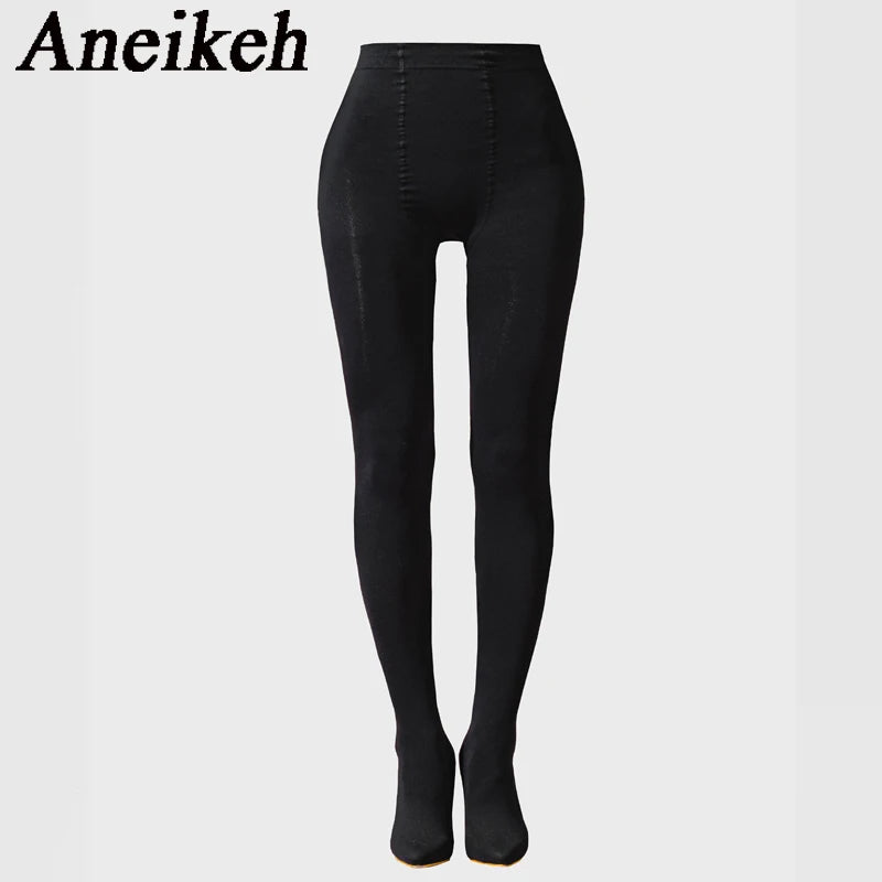 Aneikeh Sexy Stretch Fabric Over The Knee Boots Women Fashion Pantyhos Street Thigh High Shoes Party Nightclub Stripper Heels