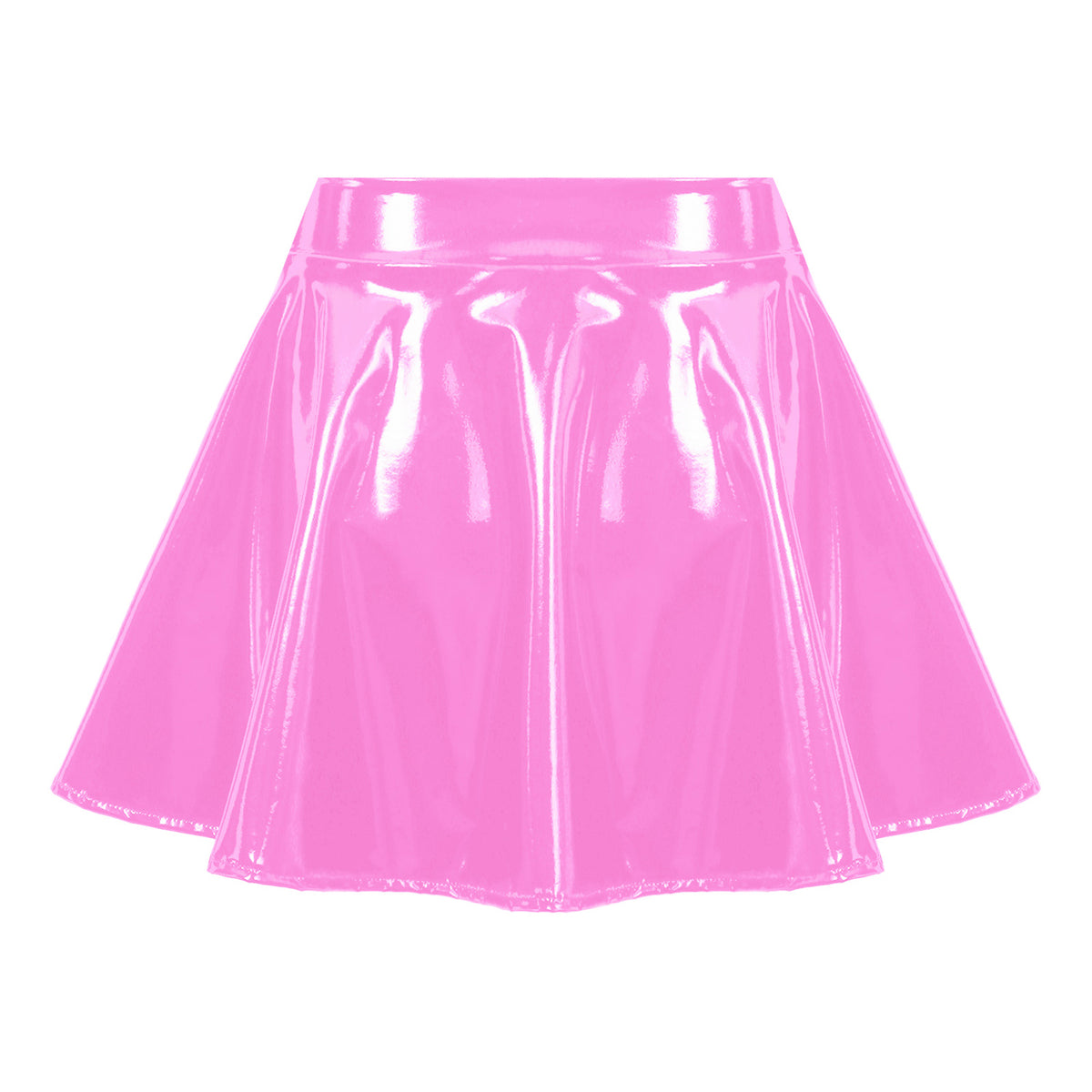 Sexy Women Wetlook PVC Leather Ruffled Skirts Party Low Waist Built-in Thongs Mini Skirt with Garter Belts Metal Clips Set Club