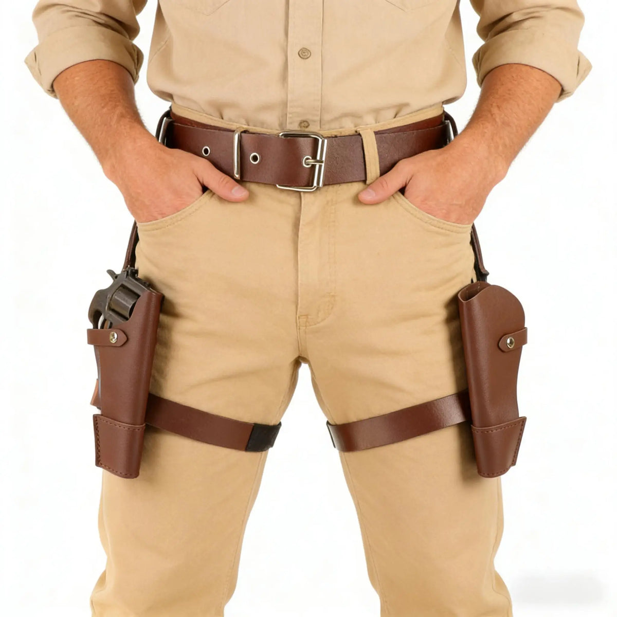 Adjustable Leg Holster and Belt Set For Party Halloween Cosplay Accessory Cowboy Costume for Women And Men(Gun not included)