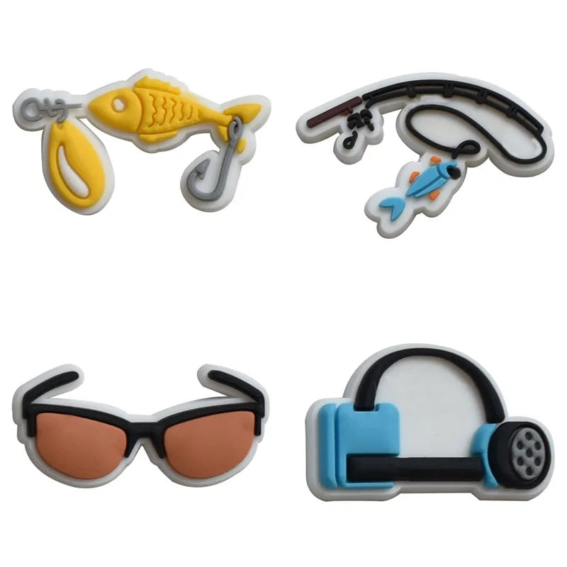Fishing Shoe Charms for Crocs Accessories Sandals Men Clogs Pins Women Badges Boy Girls Jeans Kids Decorations Buckle Shoes