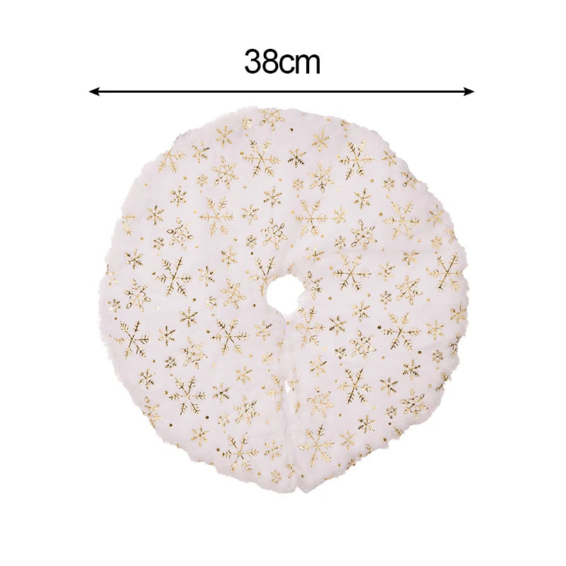 38/60cm Christmas Tree Skirt White Plush Xmas Tree Skirts Gold Silver Snowflake Plush Carpets Home New Year Party Decorations