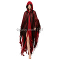 Adult Halloween Horror Reaper Costume Cloak Tattered Torn Gauze Hooded Ghost Cape, Scary Zombie Witch Wizard Robe Carnival Party