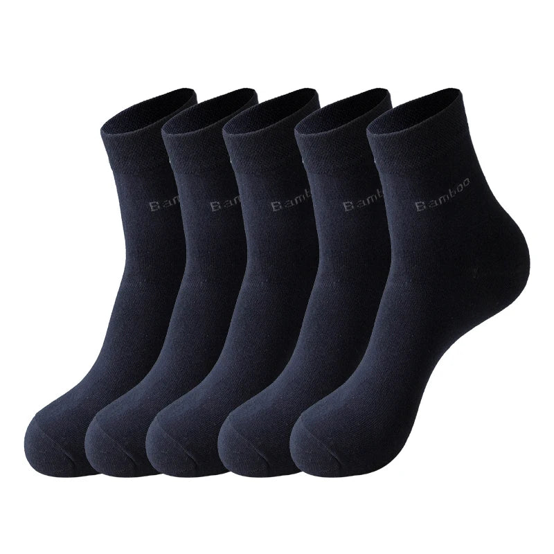 5Pairs Brand Men Bamboo fiber Socks Comfortable Breathable Casual Black White Business High Quality Male Gift Socks
