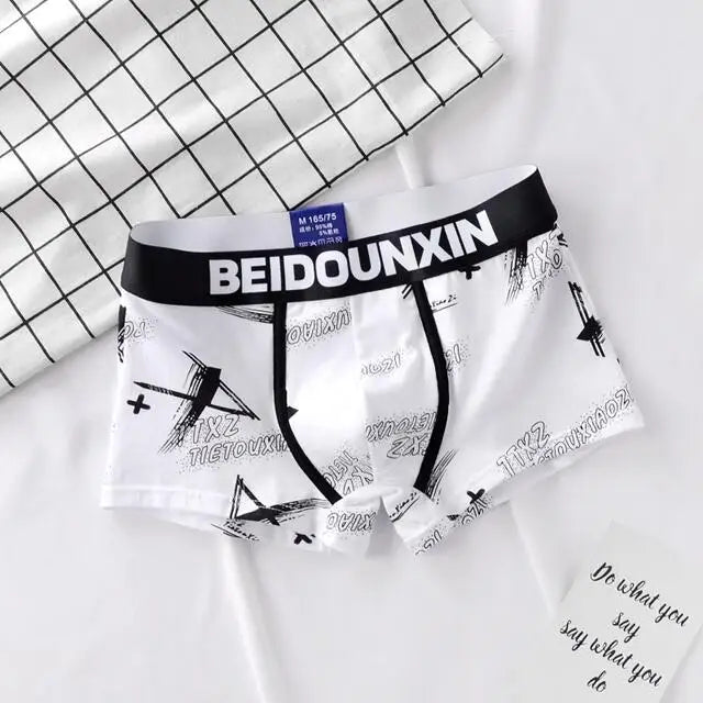 Thin Elastic Waistband Youth Boxer Panty Letter Print Men Boxer Shorts Loose Men's Unddrwear Cotton Male Boxer Underpants