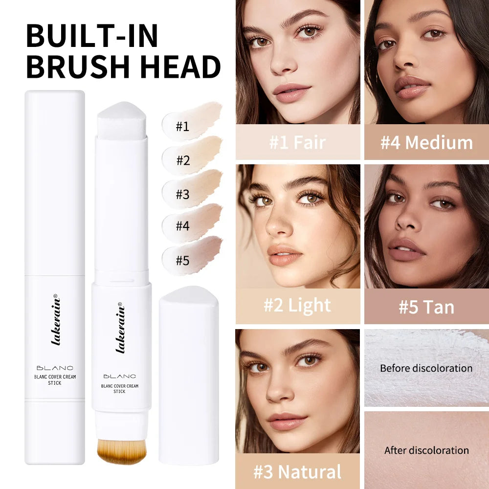 Lakerain Triangular Color-changing Foundation Stick With Brush Smooth Matte Natural Concealer Invisible Pore Foundation Cream