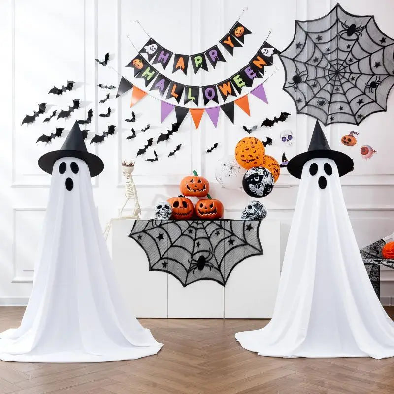 Halloween Standing Ghost Decor With Witch Hat Ghost Spooky Ghost Yard Lawn Home Indoor Party Haunted House Decoration Supplies