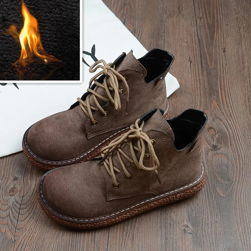 Careaymade-New Casual boots autumn&winter women's versatile big head doll shoes thick soled short boots flat soled women's boots