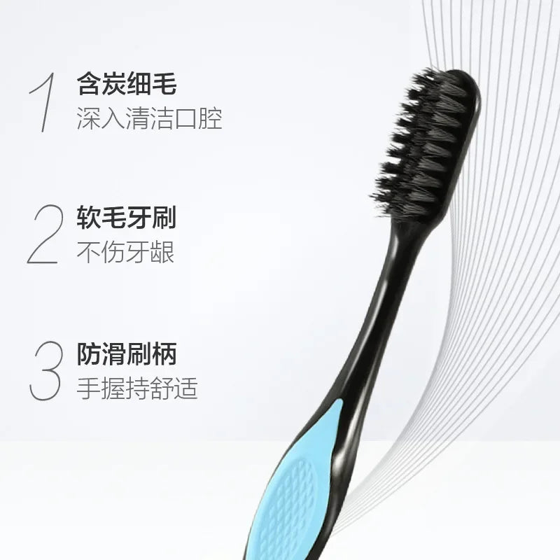 8PCS Random colors  Bamboo Charcoal Toothbrushes -Fine Soft Bristles,Oral Health, Adult Family Pack, Gentle Teeth Cleaning Tools