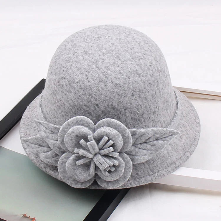 2025 Autumn and Winter New Woolen Hat for Women, Three-dimensional Big Flower Fashion Hat, Temperament Top Hat