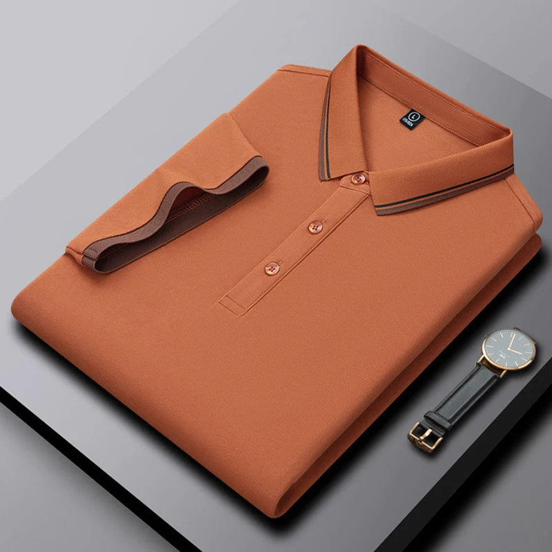 GAAJ Business Polo Shirt Men,Casual Brand Tops,Striped Collar T shirt,High Quality Cotton Tee,Social Poloshirt,Menswear Clothes