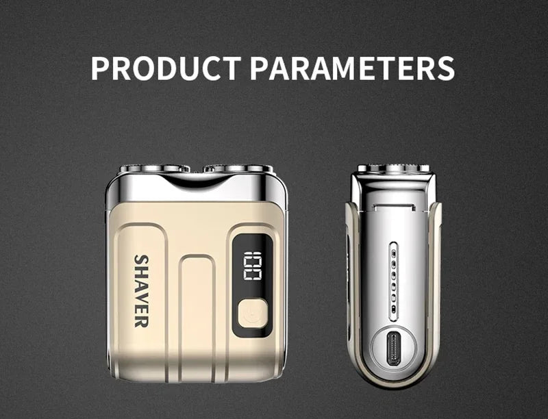 Men Electric Shaver Waterproof Type-c Rechargeable Travel Digital Display Rotary Razor Portable Beard Trimmer Remover 2025 New