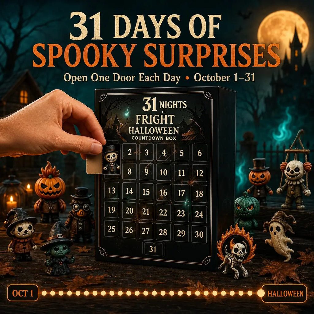 Halloween Advent Calendar, 31 Days of Halloween Countdown Calendar with 31 Mini Spooky Figurines, Surprise Box for Kids Adults