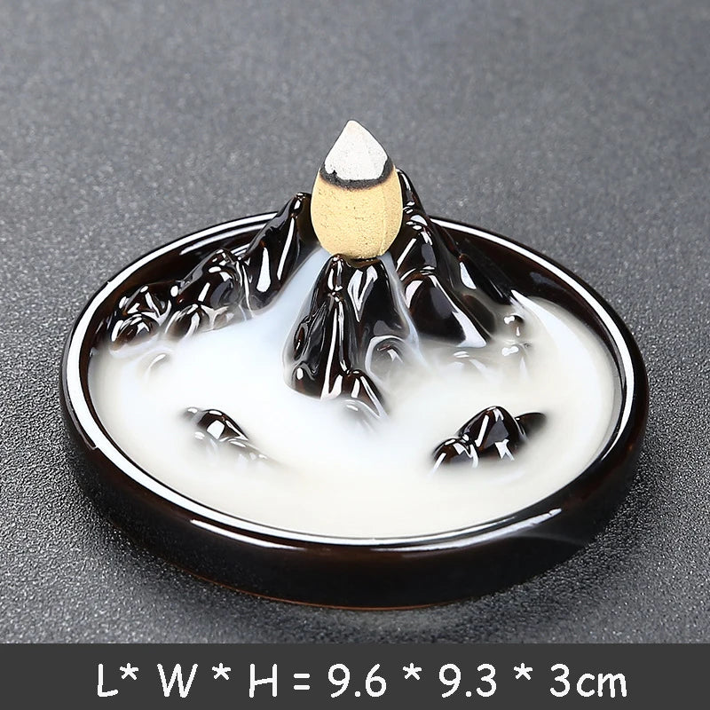 YXYMCF Rock Rockery Backflow Incense Burner Waterfall Reflow Incense Holder Ceramic Decorations for Home CN Tearoom Ornaments